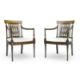 A PAIR OF GREEN AND POLYCHROME PAINTED OPEN ARMCHAIRS, 19TH CENTURY - Image 2 of 4