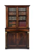 A WILLIAM IV MAHOGANY AND BRASS MOUNTED SECRETAIRE BOOKCASE, CIRCA 1835
