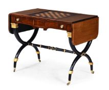 Y A REGENCY ROSEWOOD, BRONZED AND PARCEL GILT DECORATED GAMES TABLE, ATTRIBUTED TO JOHN MCLEAN
