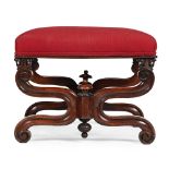 Y A WILLIAM IV ROSEWOOD X FRAME STOOL, CIRCA 1830