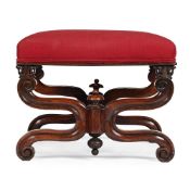 Y A WILLIAM IV ROSEWOOD X FRAME STOOL, CIRCA 1830
