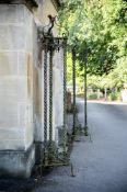 A PAIR OF MONUMENTAL WROUGHT IRON TORCHERES, MID 19TH CENTURY