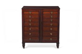 Y A REGENCY MAHOGANY LIBRARY CABINET FOR FOLIOS AND DRAWINGS, CIRCA 1815