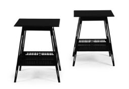 A MATCHED PAIR OF AESTHETIC MOVEMENT EBONISED WALNUT OCCASIONAL TABLESIN THE MANNER OF J.A.S. SHOOL