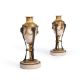 A PAIR OF GEORGE III GILT AND PATINATED METAL MOUNTED WHITE MARBLE CASSOLETTES, CIRCA 1800 - Image 2 of 3