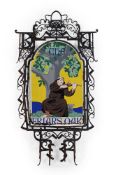 AN EDWARDIAN DOUBLE SIDED ENAMEL PUB SIGN 'THE FRIAR'S OAK', EARLY 20TH CENTURY