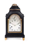 Y AN EBONY AND EBONISED MANTEL TIMEPIECE19TH CENTURY, UNSIGNED