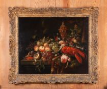 MANNER OF JAN DAVIDSZ. DE HEEM, STILL LIFE WITH FRUIT, A LOBSTER, AND VARIOUS ON A STONE