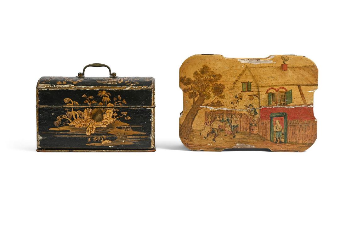 A GEORGE II BLACK AND GILT JAPANNED TEA CADDY, MID 18TH CENTURY - Image 3 of 3