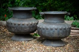 A LARGE PAIR OF PATINATED COPPER PLANTERS, 20TH CENTURY