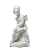 GUGLIELMO PUGI (CIRCA 1850-1915), A WHITE MARBLE FIGURE OF THE SEATED PSYCHE, EARLY 20TH CENTURY