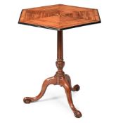 Y A GEORGE III SABICU AND MARQUETRY HEXAGONAL TRIPOD TABLE, ATTRIBUTED TO THOMAS CHIPPENDALE