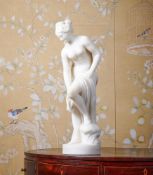 GUGLIELMO PUGI (CIRCA 1850-1915), A CARVED WHITE MARBLE FIGURE OF THE BATHING VENUS
