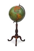 A REPLOGLE 16 INCH REFERENCE GLOBE ON A CARVED MAHOGANY STAND