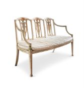 A VICTORIAN WHITE AND POLYCHROME PAINTED CHAIR BACK SETTEE, SECOND HALF 19TH CENTURY