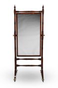 A REGENCY MAHOGANY AND EBONISED CHEVAL MIRROR, CIRCA 1815