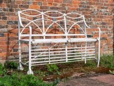 A REGENCY IRON STRAPWORK TENNIS OR CROQUET BENCH, EARLY 19TH CENTURY