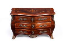 Y A LOUIS XV KINGWOOD, MARQUETRY AND GILT METAL MOUNTED MINIATURE COMMODE, THIRD QUATER 18TH CENTURY