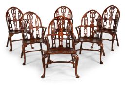 A MATCHED SET OF SIX YEW AND ELM WINDSOR ARMCHAIRS, LATE 19TH OR 20TH CENTURY