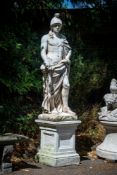 A LARGE STONE COMPOSITION FIGURE OF MARS GOD OF WAR, CONTEMPORARY