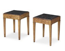 A PAIR OF ITALIAN GILTWOOD AND GESSO SIDE TABLES, 19TH CENTURY