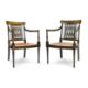 A PAIR OF GREEN AND POLYCHROME PAINTED OPEN ARMCHAIRS, 19TH CENTURY - Image 1 of 4