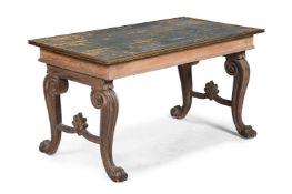 A CARVED OAK LIBRARY CENTRE TABLE, IN THE MANNER OF THOMAS HOPE, EARLY 19TH CENTURY & LATER