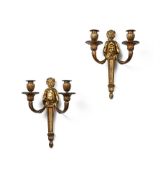 A PAIR OF ORMOLU TWIN BRANCH WALL LIGHTS AFTER JEAN-LOUIS PRIEUR, FRENCH, MID 19TH CENTURY