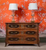 A RÉGENCE WALNUT, OLIVEWOOD AND BURR-ASH COMMODE, BY THOMAS HACHE, GRENOBLE, CIRCA 1730