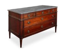 A DIRECTOIRE MAHOGANY AND BRASS MOUNTED COMMODE, LATE 18TH CENTURY