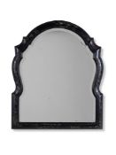 A 'COROMANDEL' BLACK LACQUER AND POLYCHROME DECORATED STRUT MIRROR, 19TH CENTURY