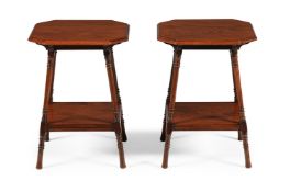 A PAIR OF VICTORIAN WALNUT TWO-TIER OCCASIONAL TABLES, LATE 19TH CENTURY