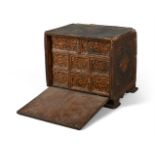 A PERSIAN POLYCHROME DECORATED TABLE CABINET, LATE 17TH OR EARLY 18TH CENTURY