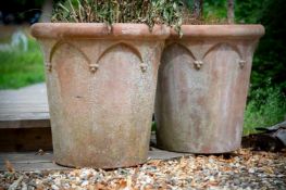 A PAIR OF ENGLISH TERRACOTTA POTS, 20TH CENTURY
