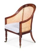A REGENCY MAHOGANY LIBRARY 'CURRICLE' ARMCHAIR, ATTRIBUTED TO GILLOWS, CIRCA 1815