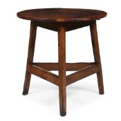 A GEORGE III FRUITWOOD AND OAK CRICKET TABLE, LATE 18TH CENTURY
