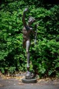 AFTER GIAMBOLOGNA, A LIFESIZE BRONZED IRON STATUE OF MERCURY, LATE 19TH OR EARLY 20TH CENTURY
