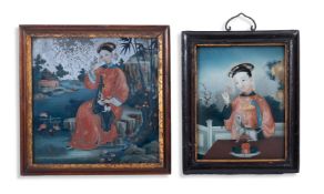 A CHINESE EXPORT REVERSE MIRROR PAINTING, LATE 18TH CENTURY