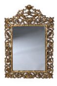 A LARGE ITALIAN CARVED GILTWOOD MIRROR, 19TH CENTURY