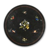 A VICTORIAN DERBYSHIRE POLISHED SLATE AND PIETRE DURA MARBLE TABLE TOP, CIRCA 1860