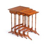 Y A SET OF EDWARDIAN SATINWOOD & TULIPWOOD BANDED QUARTETTO TABLES, IN GEORGE III STYLE, CIRCA 1900