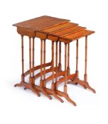 Y A SET OF EDWARDIAN SATINWOOD & TULIPWOOD BANDED QUARTETTO TABLES, IN GEORGE III STYLE, CIRCA 1900