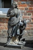 A VICTORIAN CARVED STONE STATUE EMBLEMATIC OF 'THE SAILOR'S HOPE', LATE 19TH CENTURY