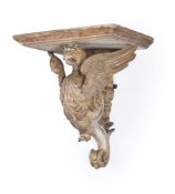 A LARGE GEORGE II CARVED WALL BRACKET WITH GRYPHON SUPPORT, CIRCA 1810-1830