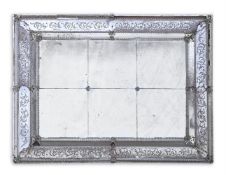 A LARGE VENETIAN ETCHED GLASS MIRROR, 19TH CENTURY