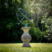 A LARGE VERDIGRIS METAL ARMILLARY SPHERE, CONTEMPORARY
