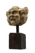 A MEDIEVAL GOTHIC CARVED STONE FOUR HEADED GARGOYLE, 13TH TO 15TH CENTURY