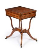 Y A REGENCY SATINWOOD AND COROMANDEL CROSSBANDED GAMES TABLE, CIRCA 1815