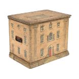 A POLYCHROME PAINTED 'COUNTRY HOUSE' BOX, EARLY 20TH CENTURY AND LATER DECORATED