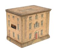 A POLYCHROME PAINTED 'COUNTRY HOUSE' BOX, EARLY 20TH CENTURY AND LATER DECORATED